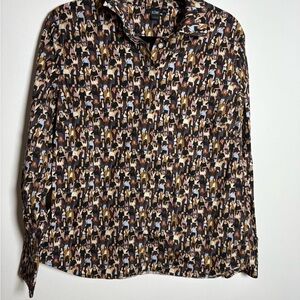 Simons Abstract Pattern Shirt - Black, Brown, Cream